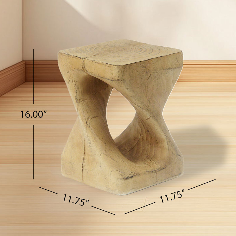 MGO Twist Shape Side Table, Wood-like texture, Natural Color
